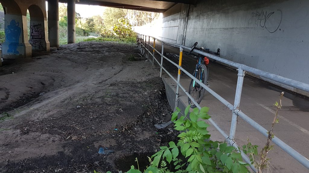 Gardiners Creek Trail underpass mud and silt